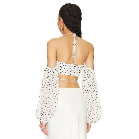 Majorelle Mattie Crop Top in Black & Cream Dot - Picture 2 of 7